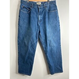 LL Bean‎ Mens Relaxed Fit Jeans Blue Cotton Denim Size 36x29 Workwear Durable